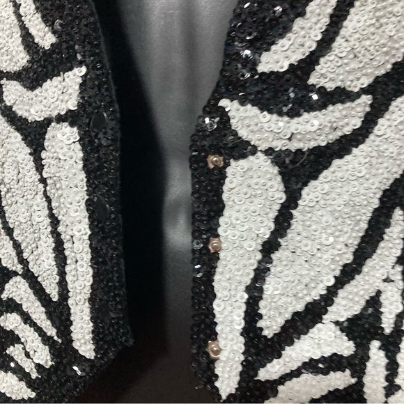Vintage Beaded & Sequin Zebra Print 90s Vest w/ Matching Beaded Hat Maximalism - Picture 2 of 7